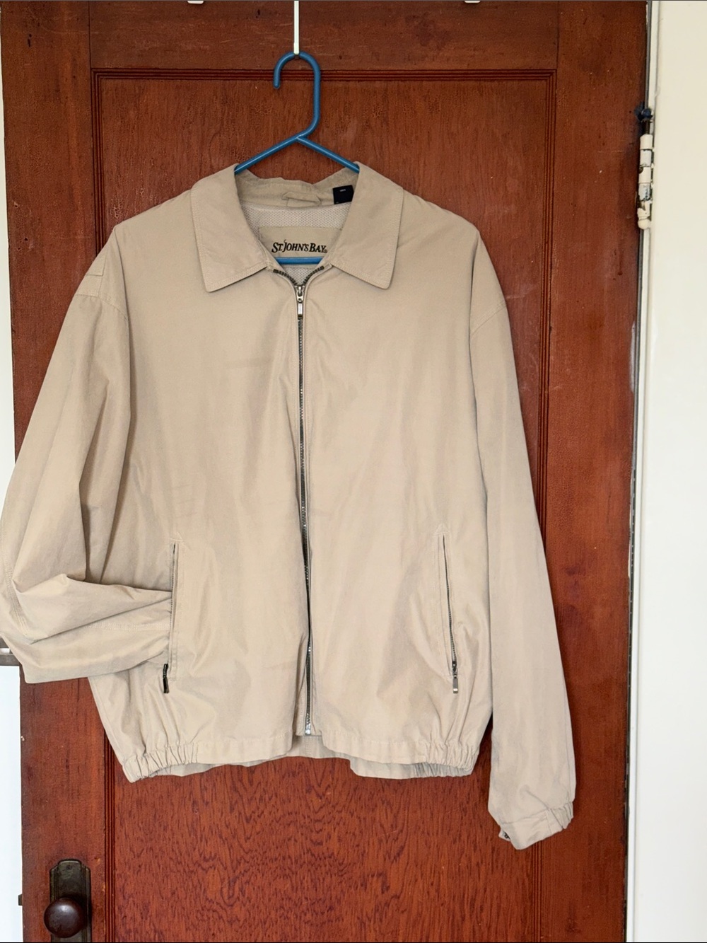 St. John's Bay Men's Light Beige Zip Jacket grandpa coat